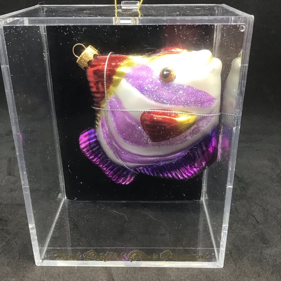 NIB Vintage 2004 Glass Hand painted Purple Fish Christmas Ornament. - Picture 2 of 9